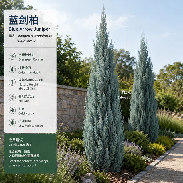 蓝灰色常绿针叶植物组合